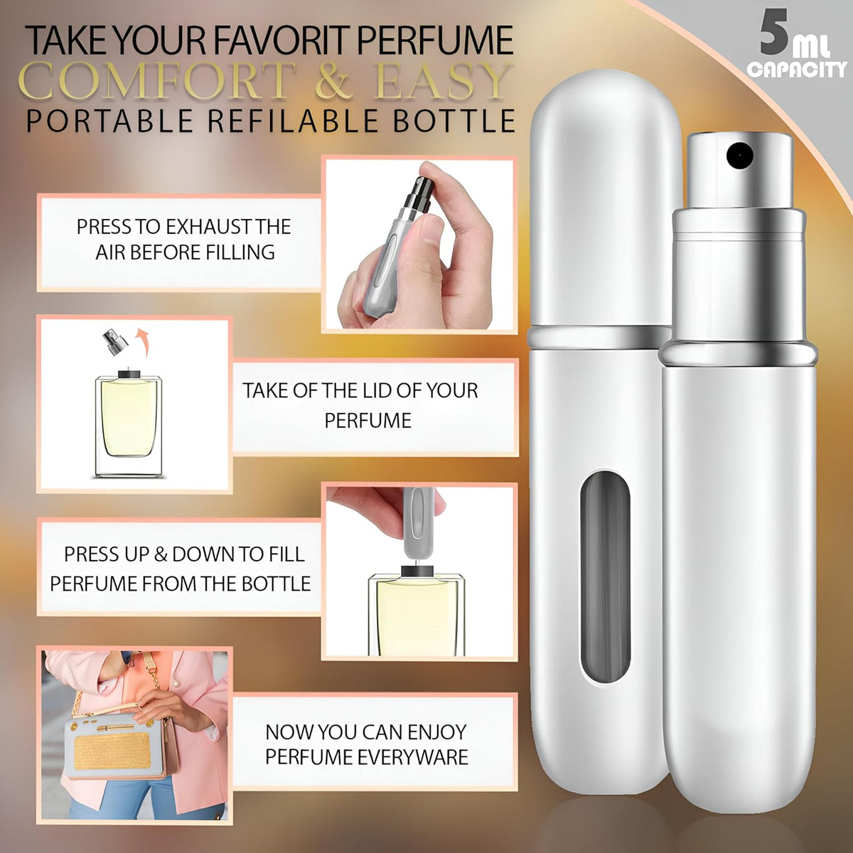 3.3 fl. oz Gift Set Toiletry Bag And Refillable Empty Perfume Bottle L825686
