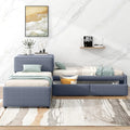 Upholstered L-Shaped Platform Bed Frame With Trundle And Drawers Y419875