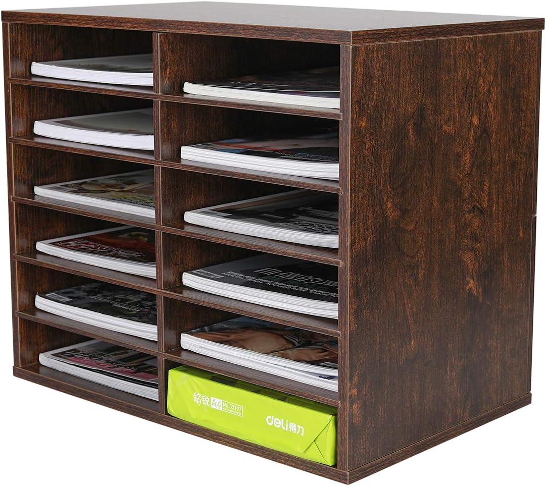 Wood Desktop Literature Organizer 12 Compartments Pack of 2 W484660