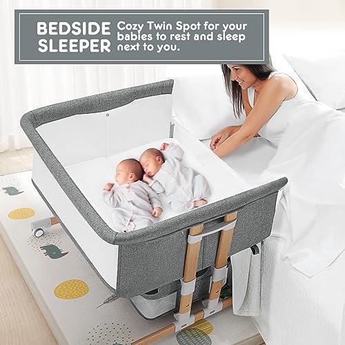 3 in 1 Baby Bassinet Bedside Sleeper with Storage, Grey H30946
