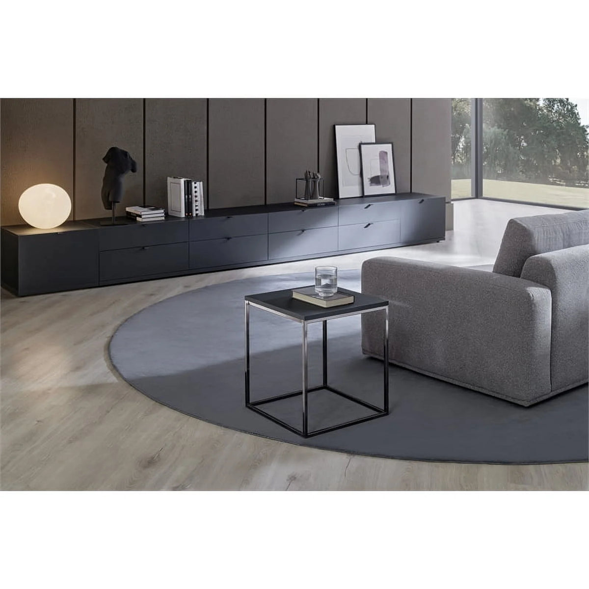 Black Engineered Wood & Metal Side Table O747033