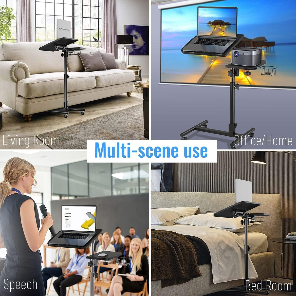 Adjustable Laptop Table with Cup Holder and Wheels N9835