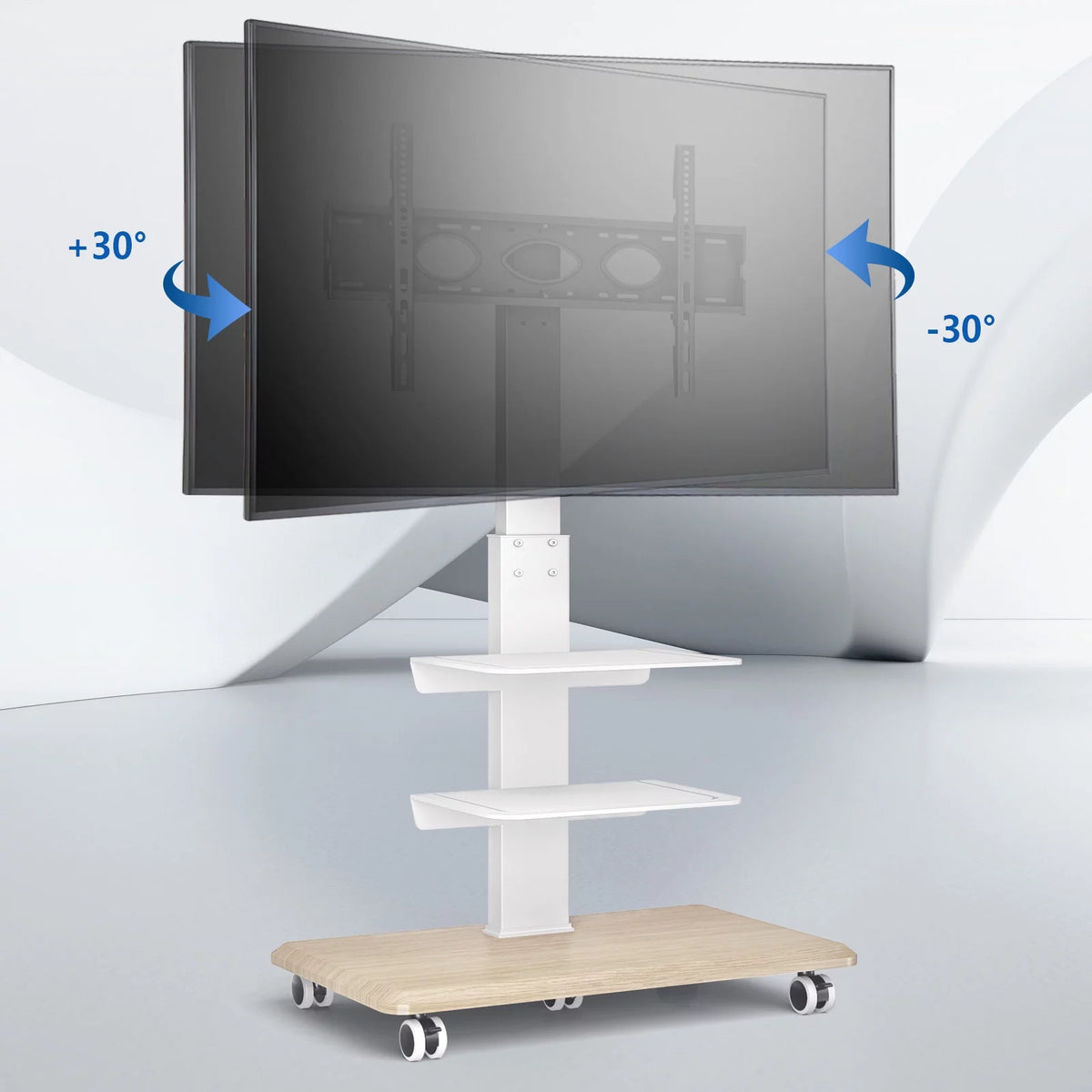 Black Rolling TV Stand with 3 Shelves V909