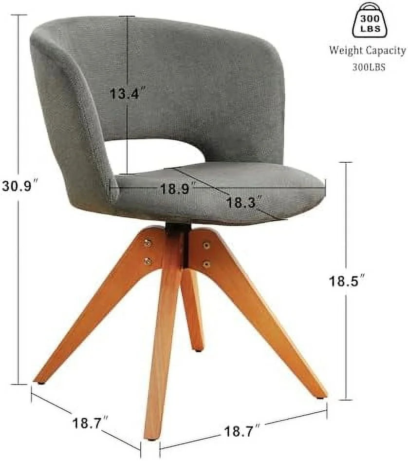 Blue Upholstered Swivel Accent Chair with Solid Wood Legs R196193