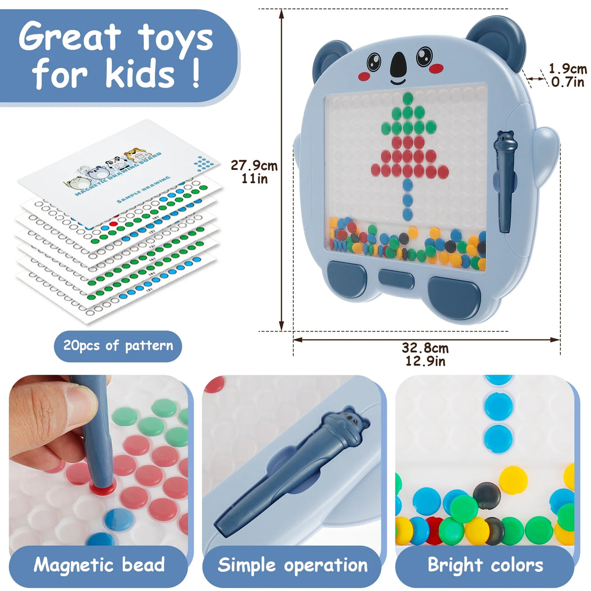Colorful Magnetic Drawing Board with Magnetic Pen and Cards J163