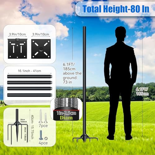 80In Bird House Pole, Heavy Duty with 5-Prong Base S3230