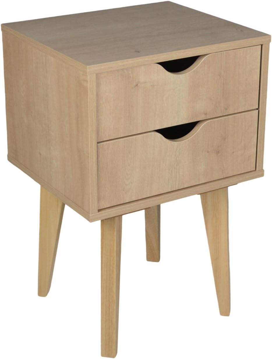 Black Two Drawer Wood Nightstand N90196