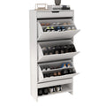 White 3 Flip Drawer Shoe Cabinet S208452