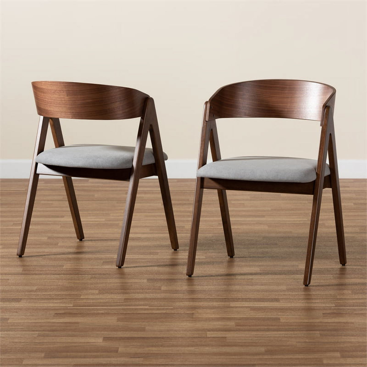 Grey and Brown Finished Wood 2-Piece Dining Chair Set Y643362