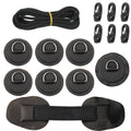 7pcs PVC Patch Round Shape D Ring 11.5ft Elastic Shock Rope with 6 Hooks Accessories for Inflatable Boat Black H668