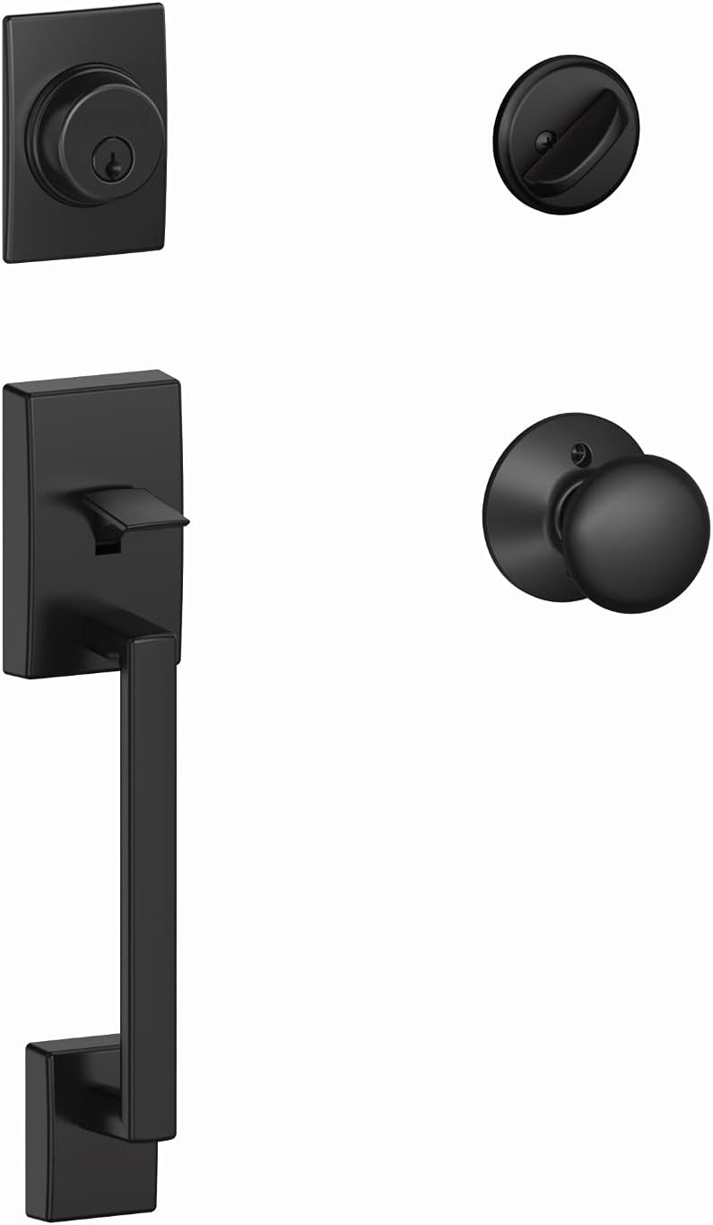 Matte Black Front Entry Handleset with Deadbolt Y80386