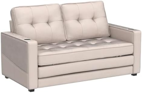 Full Size Futon Sofa Bed Chenille Loveseat Sofa Sleeper Pull Out Couch D7554