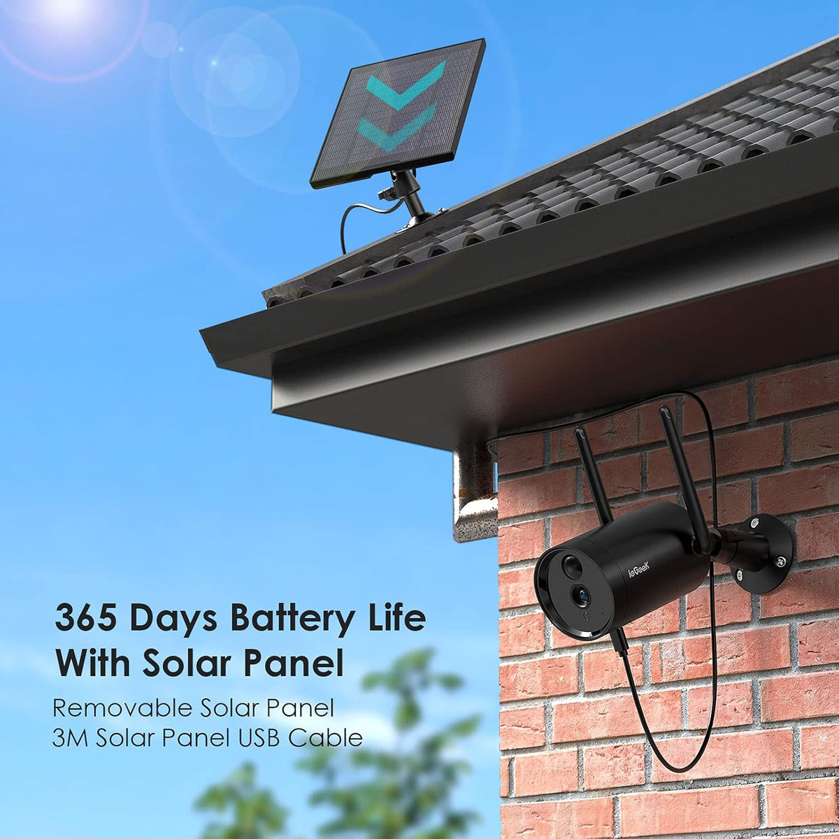 Solar Security Camera Wireless Outdoor 1080p Night Vision G3841