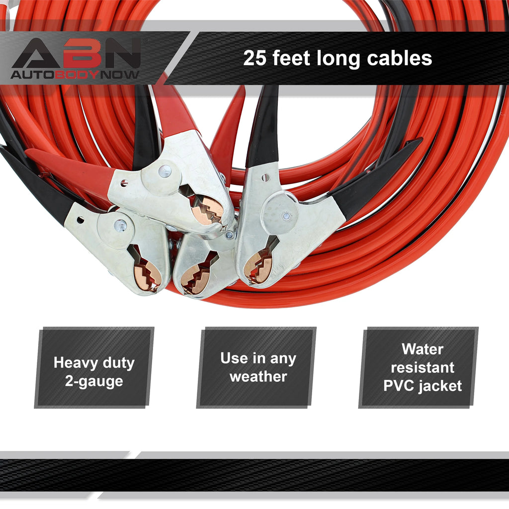25’ Feet 2-Gauge 600 AMP Booster Cables J15440