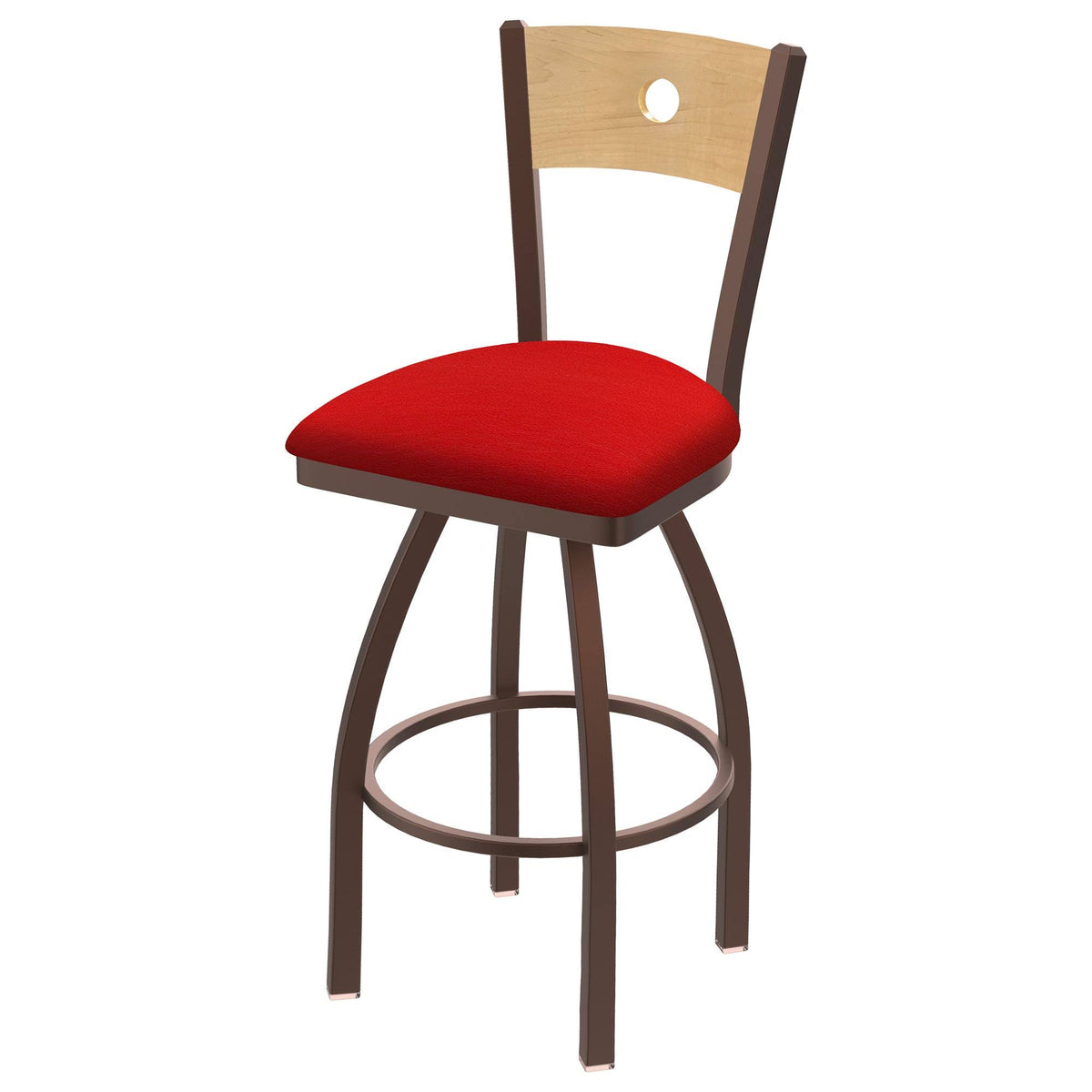 Swivel Counter Stool with Bronze Finish and Red Seat M505054