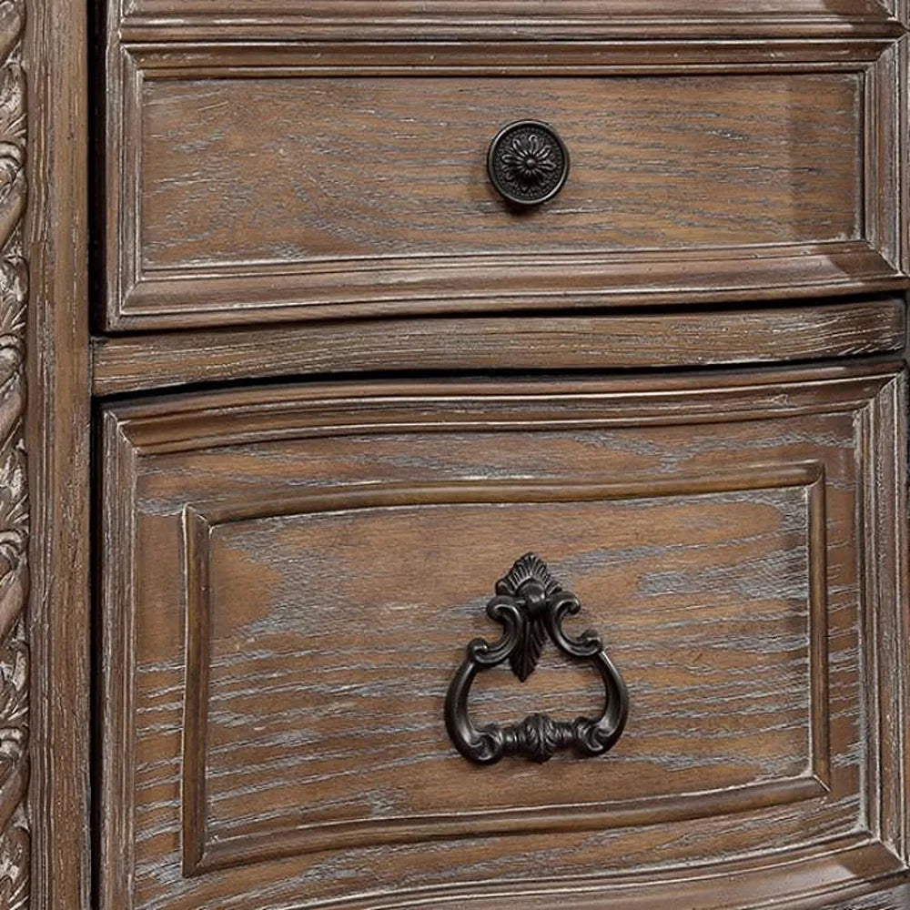Rustic 3 Drawer Solid Wood Nightstand E398