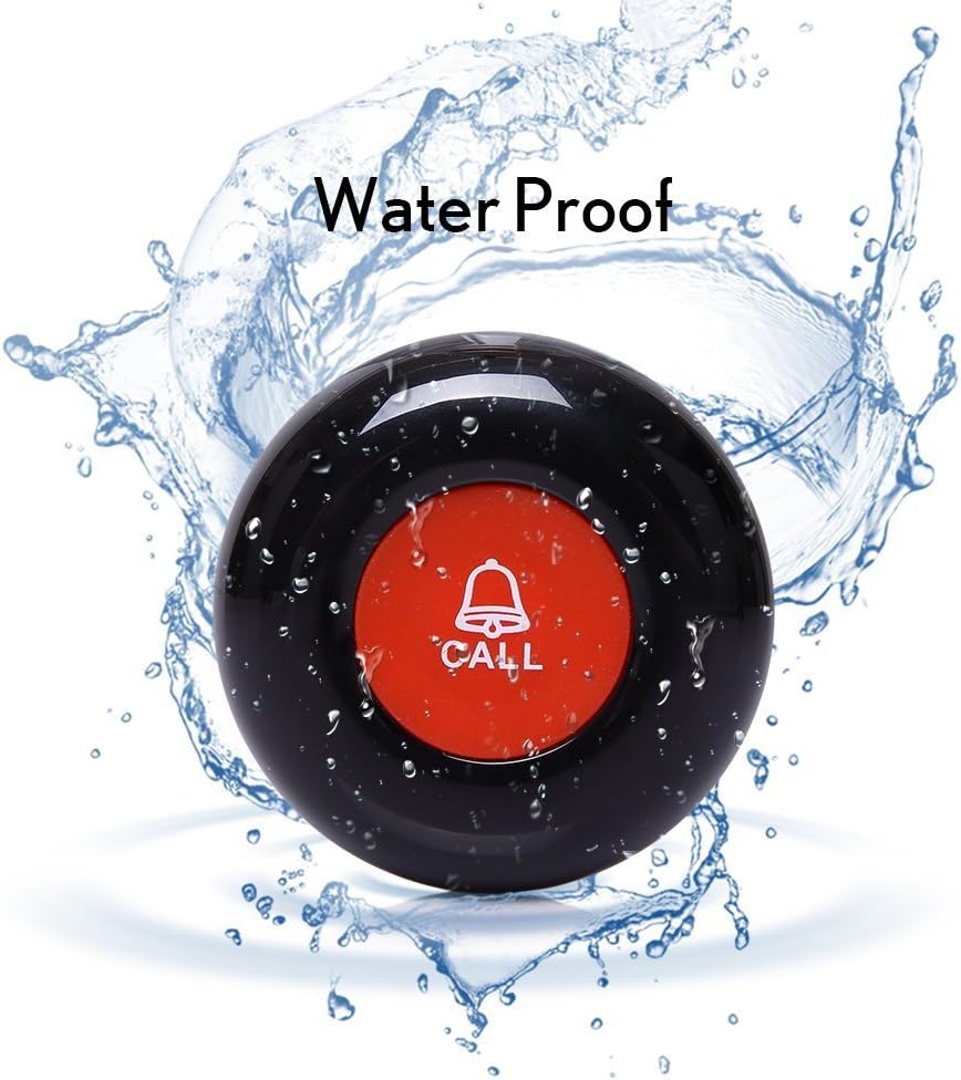 Wireless Calling System with 10 PCS Waterproof Call Buttons and 1 PC Display Receiver W52158