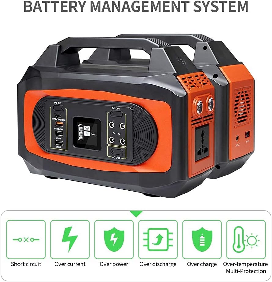 Portable Power Station 500W, 444Wh/120000mAh, 110V Pure Sine Wave AC Outlet Lithium Battery Solar Generator F16615