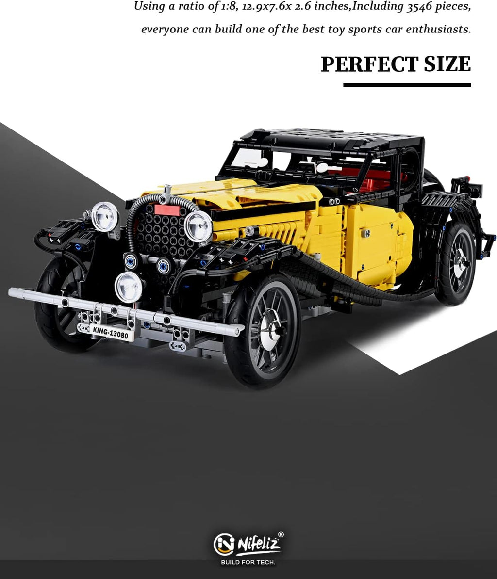 Building Blocks and Construction Toy 1:8 Scale Retro Car Model 3564 Pcs J477694