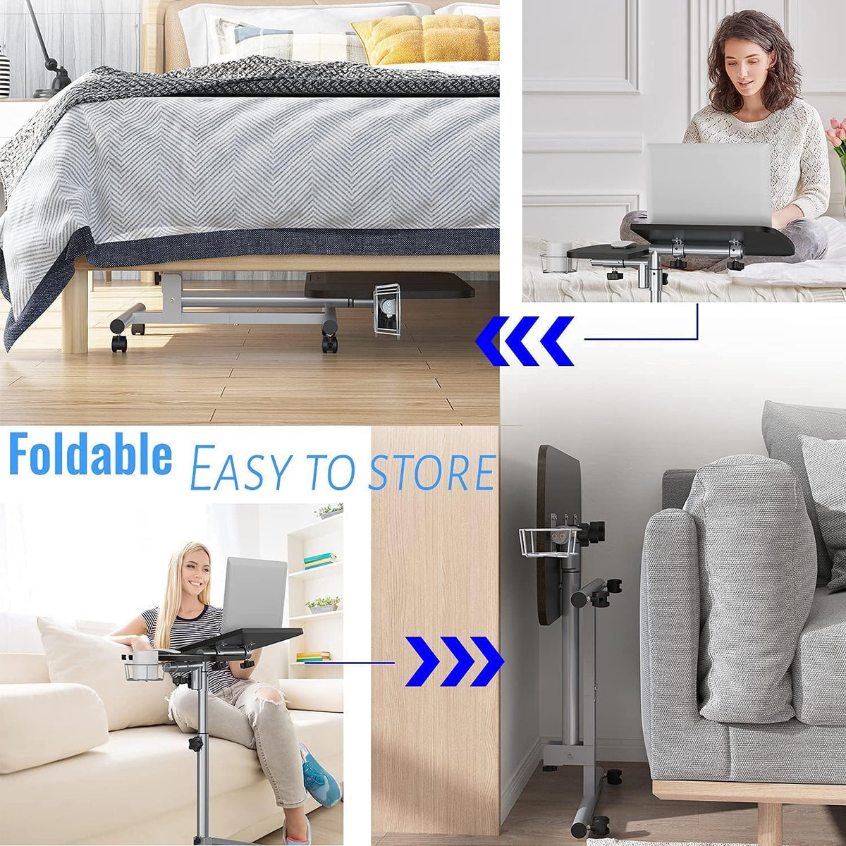 Adjustable Laptop Table with Cup Holder and Wheels N9835