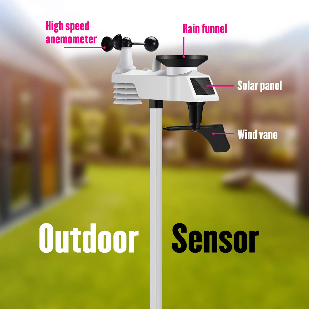 8-in-1 Wireless Weather Station with Outdoor Sensor (Black) V50513