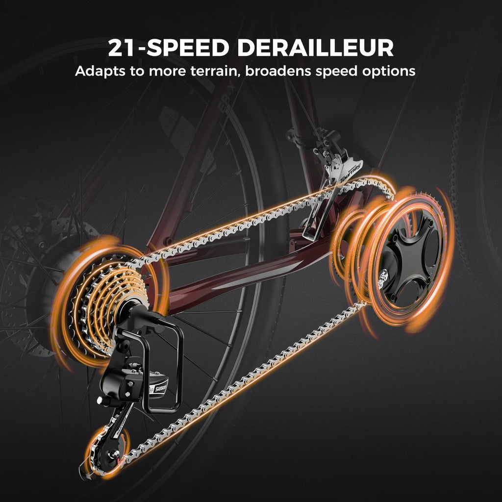 26 Electric Bike with 500W Brushless Motor, 36V 12.5Ah Removable Battery, 21 Speed Gear, Front Fork Suspension R4314