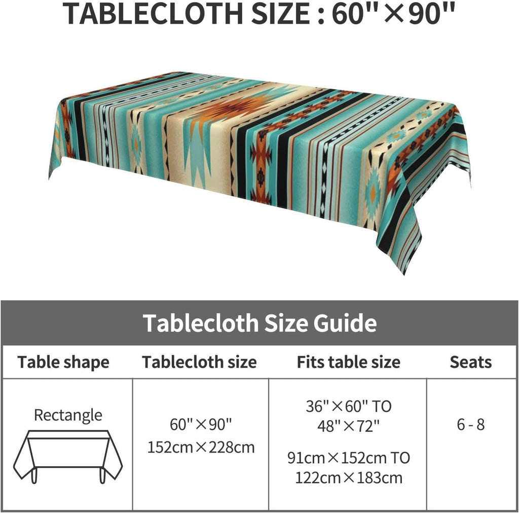 60 X 90 Inches Rectangular Navajo Print Tablecloth G657