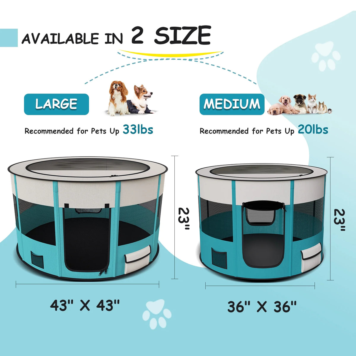 Large Foldable Pet Playpen with Carrying Case T834