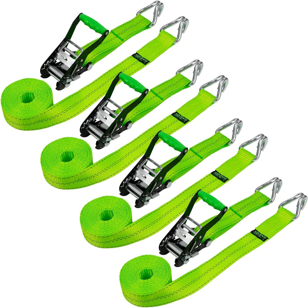 Ratchet Strap with Wire Hooks, 2 Inch x 15 Foot, 4 Pack, 3,300 Pound Safe Working Load L616544