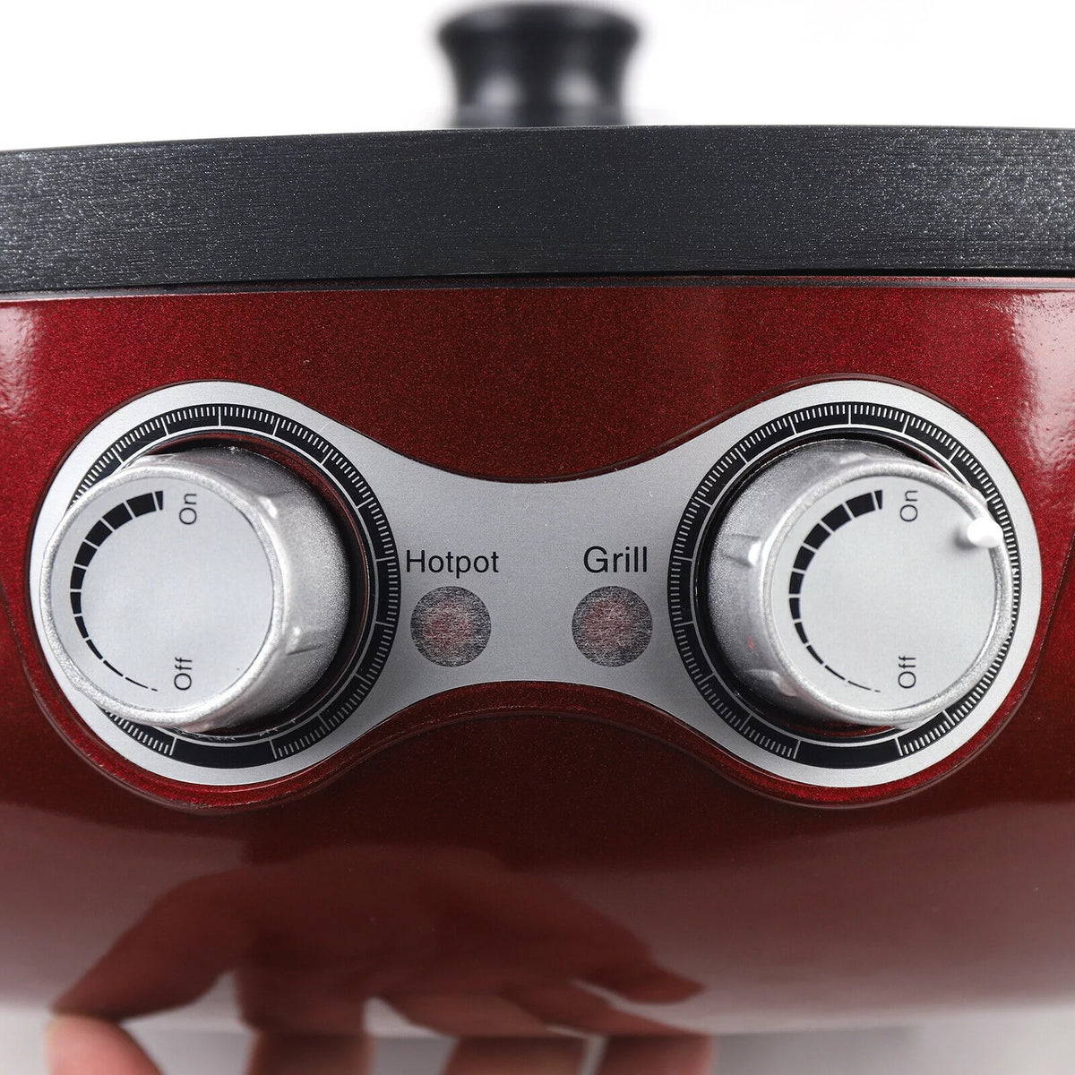 2 in 1 Electric Soup Shabu Pot Smokeless Grill Hot Pot 2200W Red L944