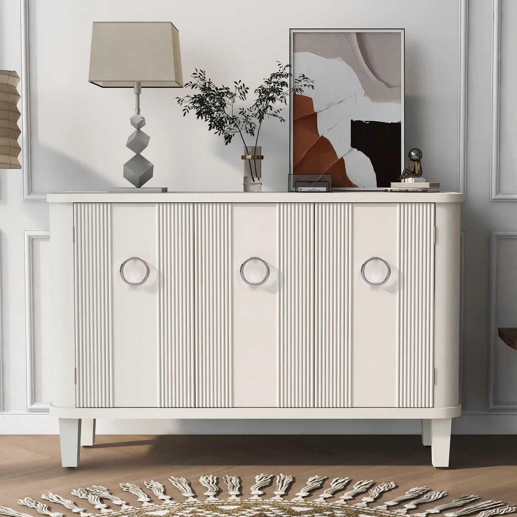 Solid Wood Veneer Storage Cabinet with Three Doors H62678