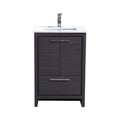 24 in. Modern Bathroom Vanity with White Quartz Counter Top Gray Oak I43071