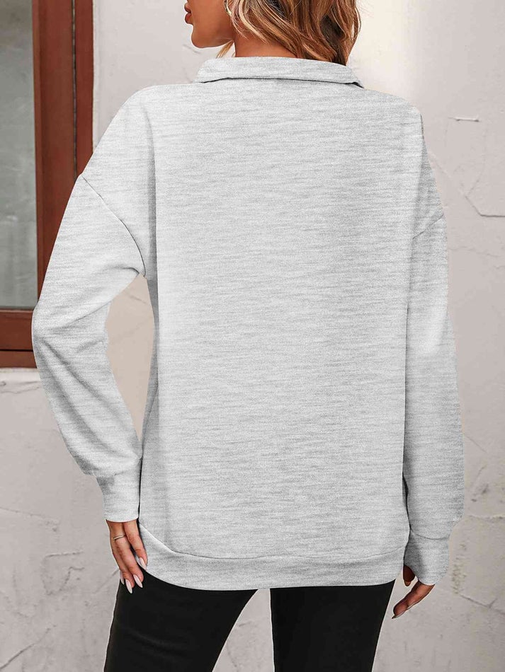 Womens Zip-Up Dropped Shoulder Sweatshirt K437203