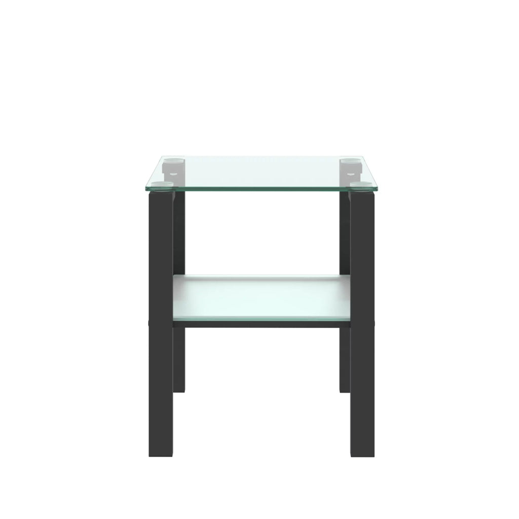Set of 2 Tempered Glass Square Side Table Y542640