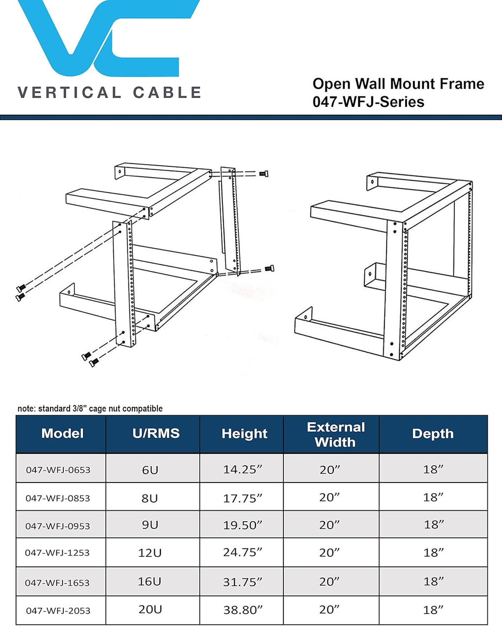 12U Network Wall Mount Rack - 18" Depth W390