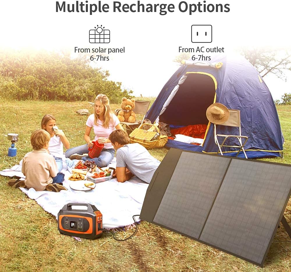 Portable Power Station 500W, 444Wh/120000mAh, 110V Pure Sine Wave AC Outlet Lithium Battery Solar Generator F16615