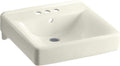 Biscuit Wall-Mount Bathroom Sink with 4-Inch Centerset Faucet Holes V664