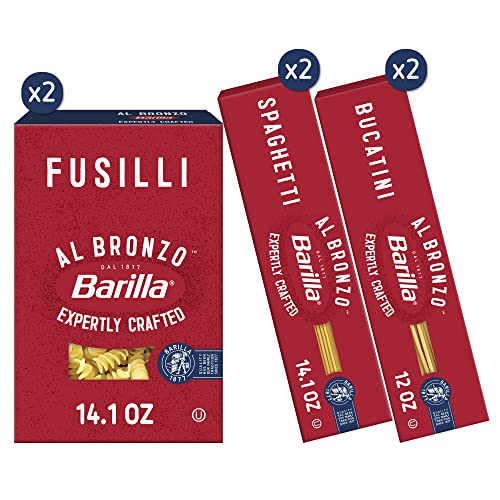 Pasta Variety Pack with Fusilli, Bucatini, and Spaghetti (Pack of 6), Bronze Cut Pasta G8207
