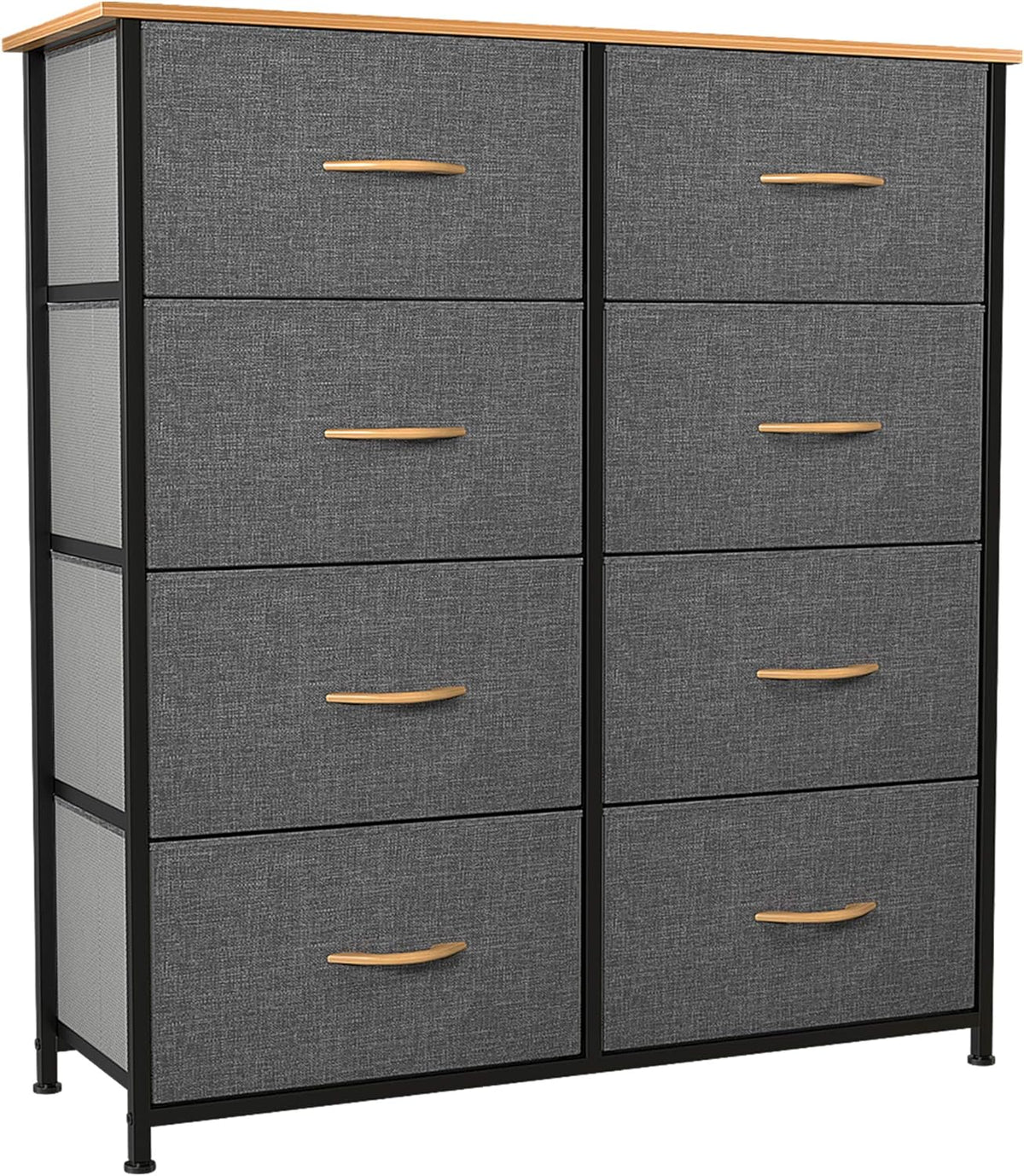 8 Drawer Fabric Dresser with Steel Frame and Wooden Top D257087
