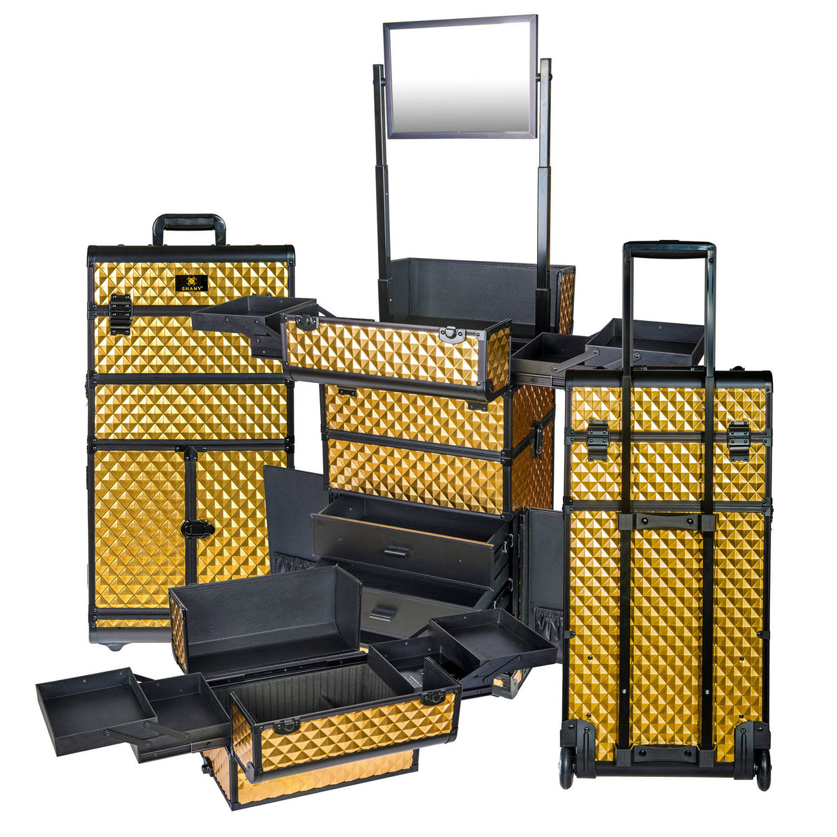 Gold Rolling Train Case Trolley Case V599