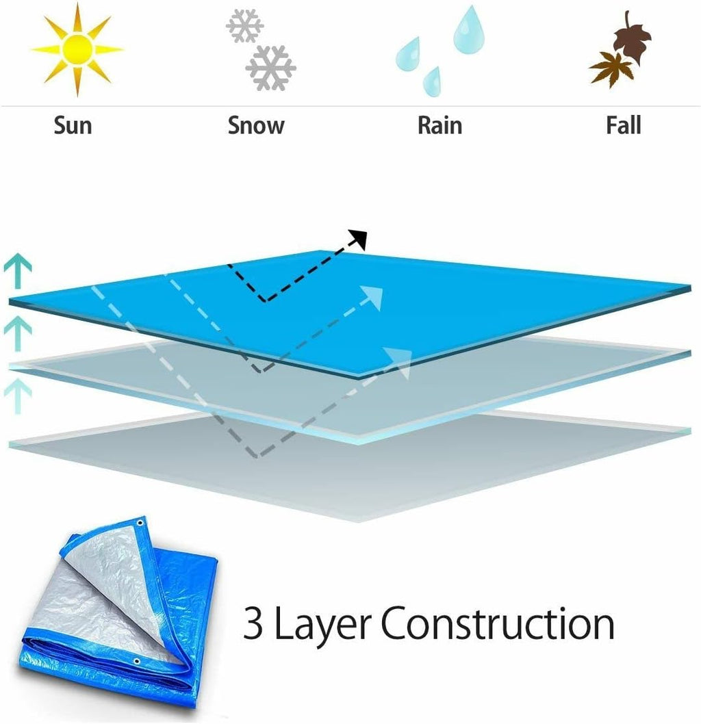 10' x 20' Water Resistant Reversible Blue/Silver Medium Duty Tarp R7424