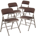 4 Pack Brown Patterned Fabric Metal Folding Chair P332