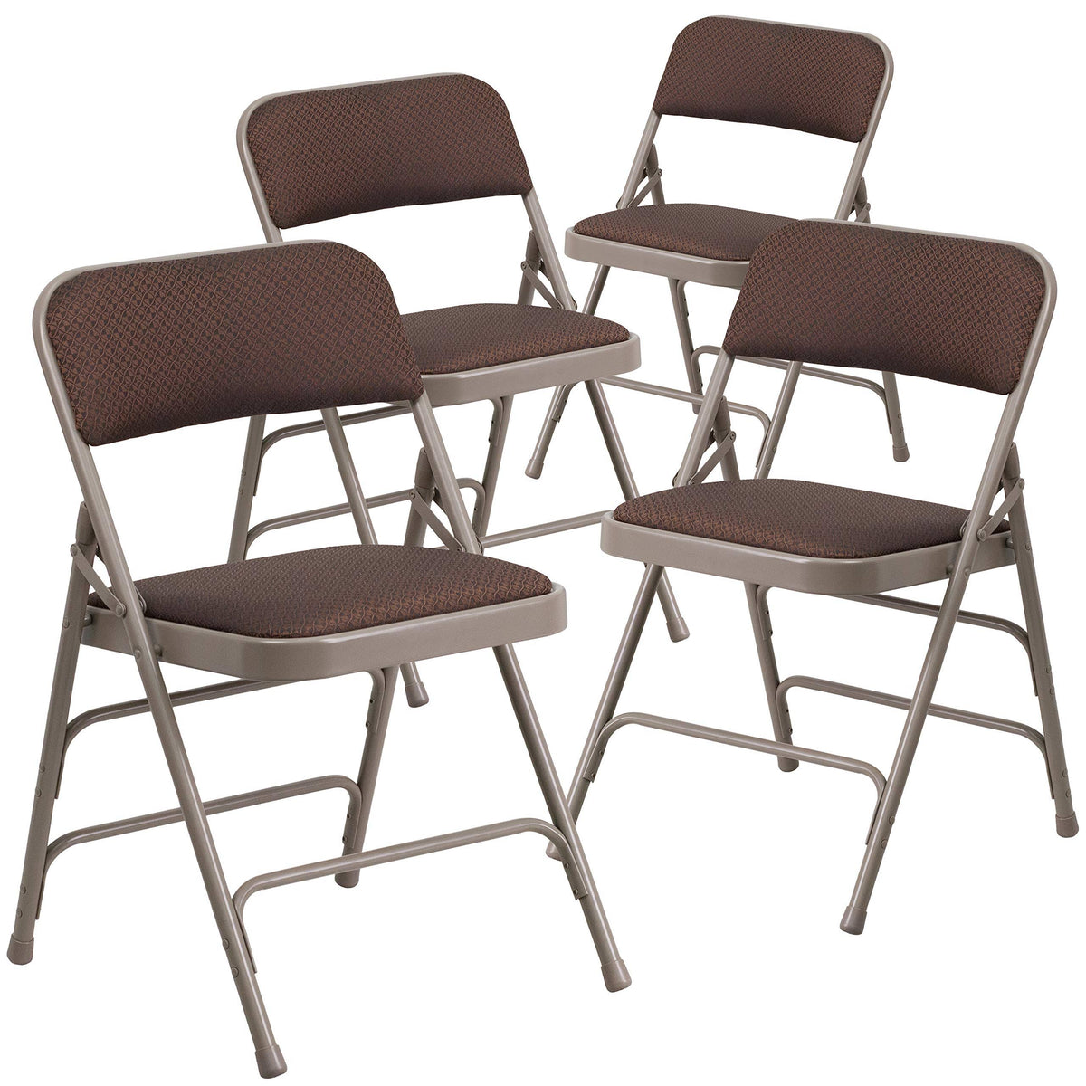 4 Pack Brown Patterned Fabric Metal Folding Chair P332