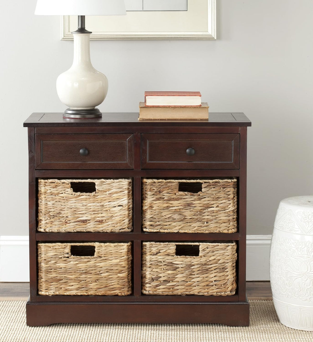 Brown Wicker Basket Storage Unit R571332