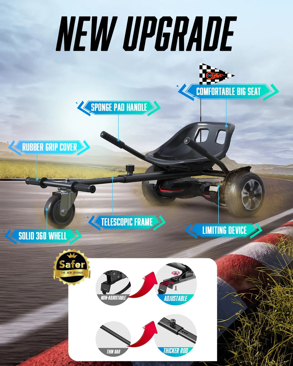Black Hoverboard Seat Attachment S741