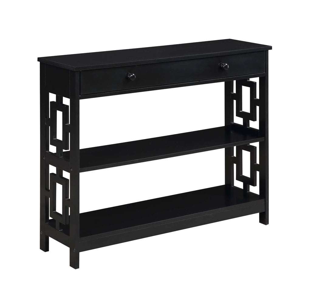 One-Drawer Console Table in Black Wood Finish X6635