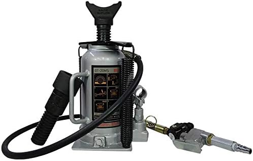 20 Ton Pneumatic Air Hydraulic Bottle Jack with Interchangeable Adaptor Heads E37811