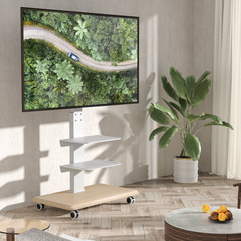 Black Rolling TV Stand with 3 Shelves V909