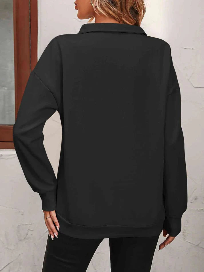 Womens Zip-Up Dropped Shoulder Sweatshirt K437203