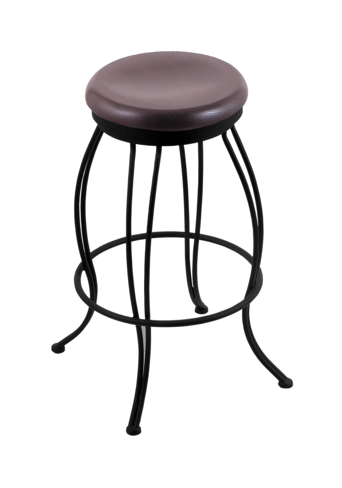 Black Wrinkle Swivel Stool with Dark Cherry Oak Seat U64860